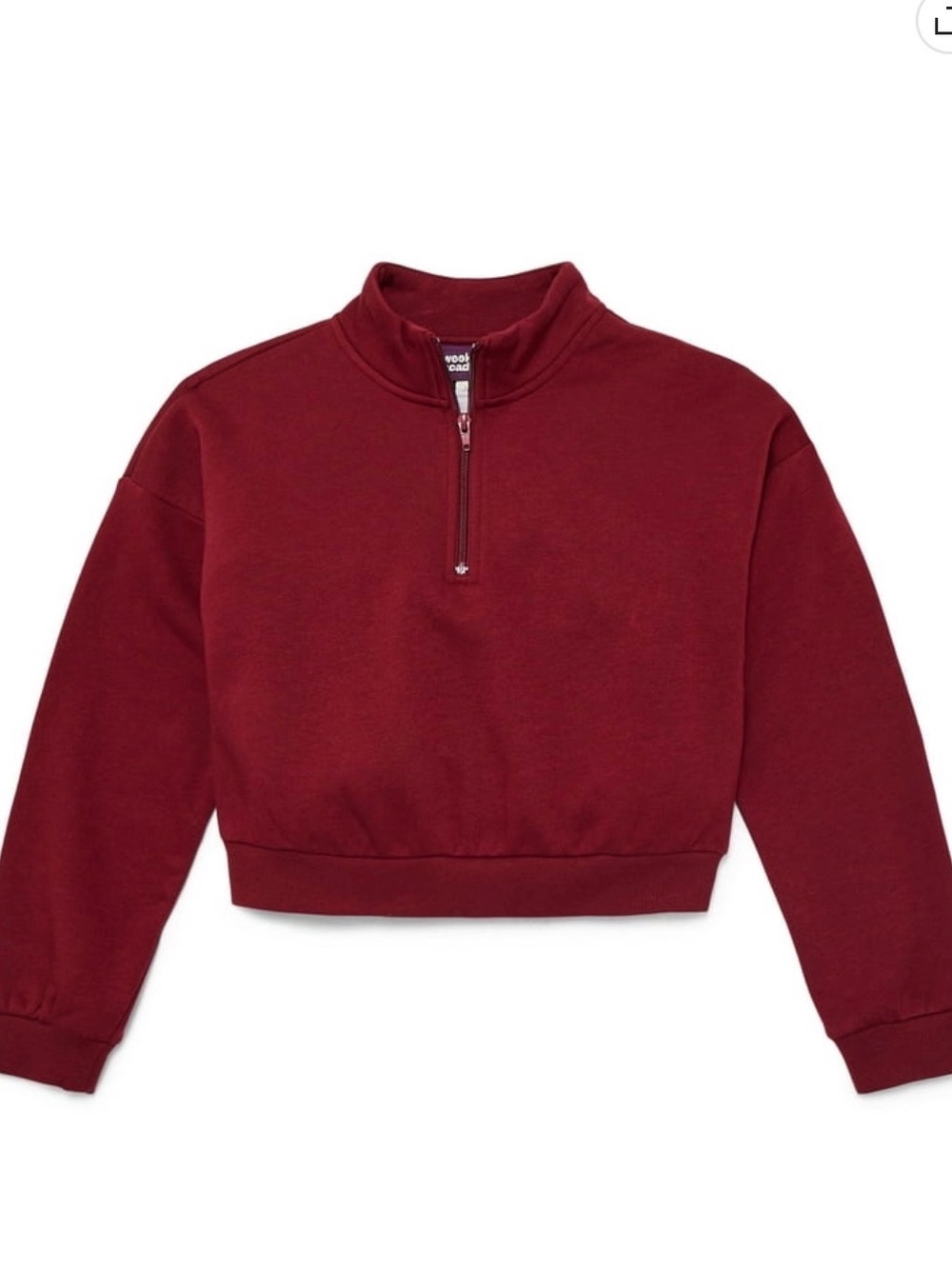 Weekend Academy Kids Burgandy Pullover Quarter Zip Top Size Medium